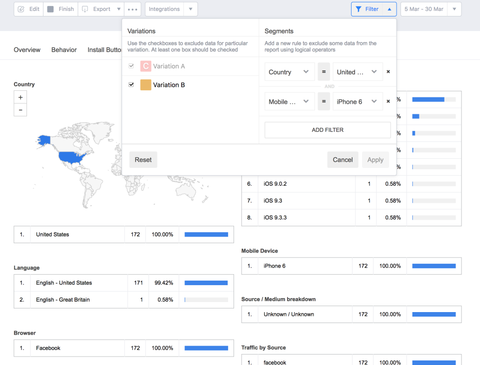 screenshot of SplitMetrics Optimize